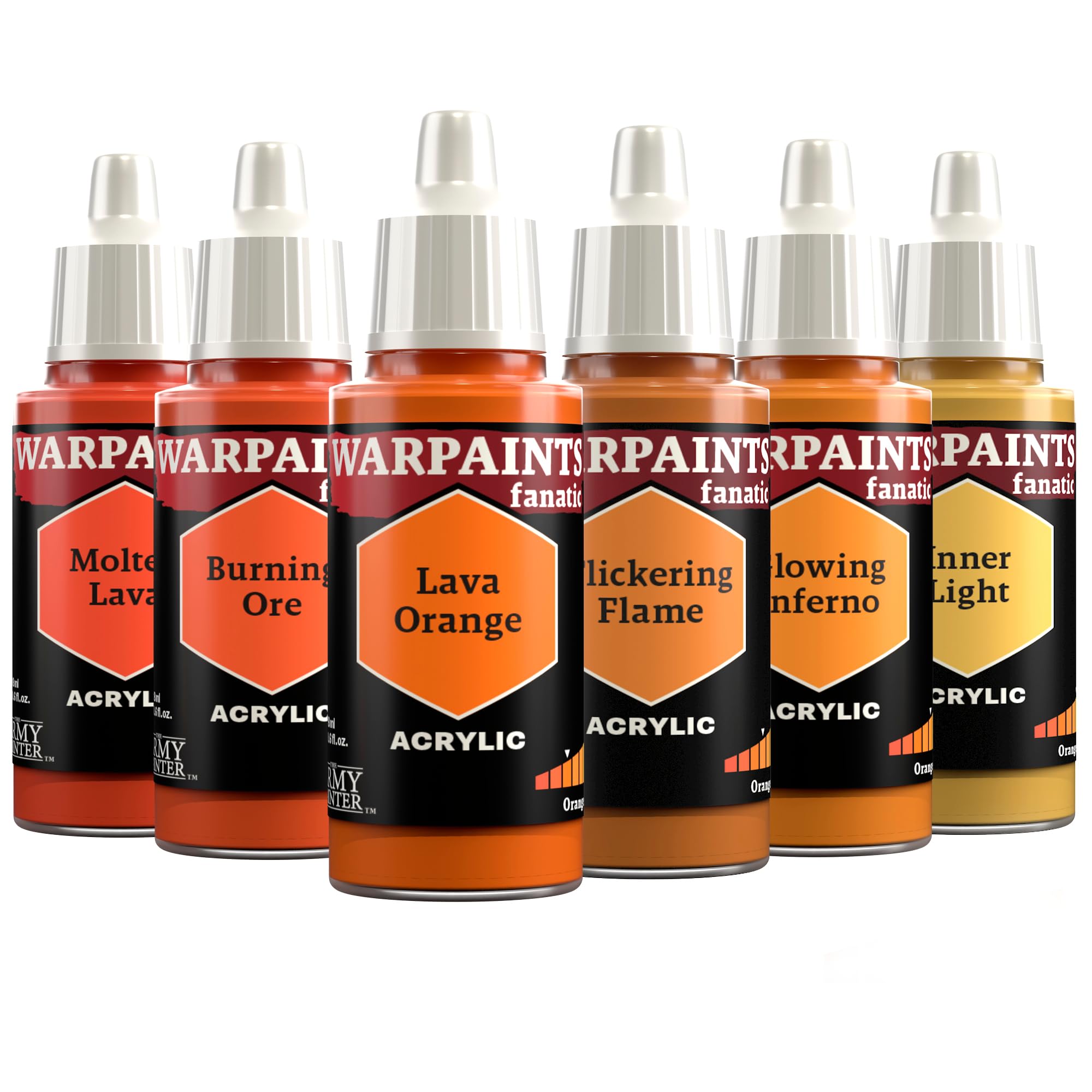 The Army Painter, Warpaints Fanatic Flexible Triad: Oranges, 6 x 18 ml acrylic paints - Miniature quality hobby paint for Dungeons and Dragons (DnD) & Warhammer Miniatures