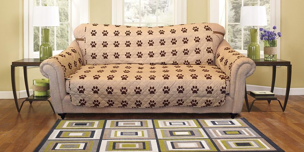 Reversible Furniture Protector with elastic strap. Comes in variation sizes. Choose from Sofa protector, Loveseat protector, and Chair protector. Protect your furniture from stains, spills, pets and children accidents (Sofa, Paws)