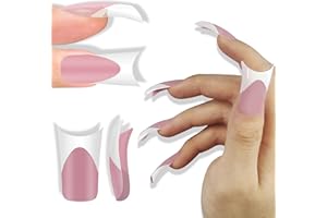 NOVO OVO White French Tip Duck Feet Nail Tips BERRY PINK Full Cover Press on Acrylic with Moon Curve, Thick Medim Long Pre-Etched Matte Flare Wide Soft Gel Fake False Nail Extension x 15 Sizes 150 pcs