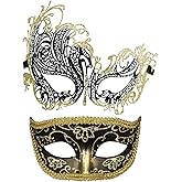 Coddsmz Couple Mask Half Venetian Masquerade Ball Mask Mardi Gras Mask Christmas Cosplay Costume Halloween Party Mask 2 Pack