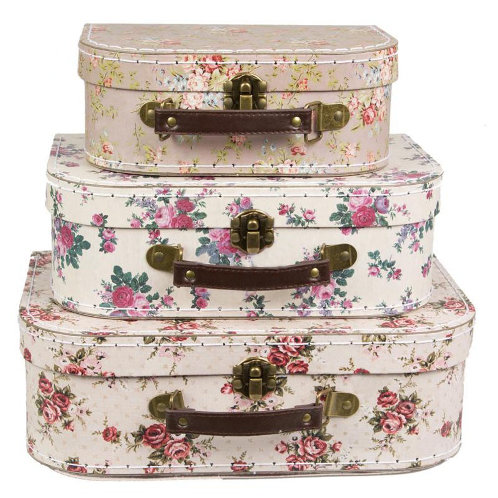 Sass & Belle Set of 3 Retro Vintage Storage Suitcases - Retro Vintage Rose Floral