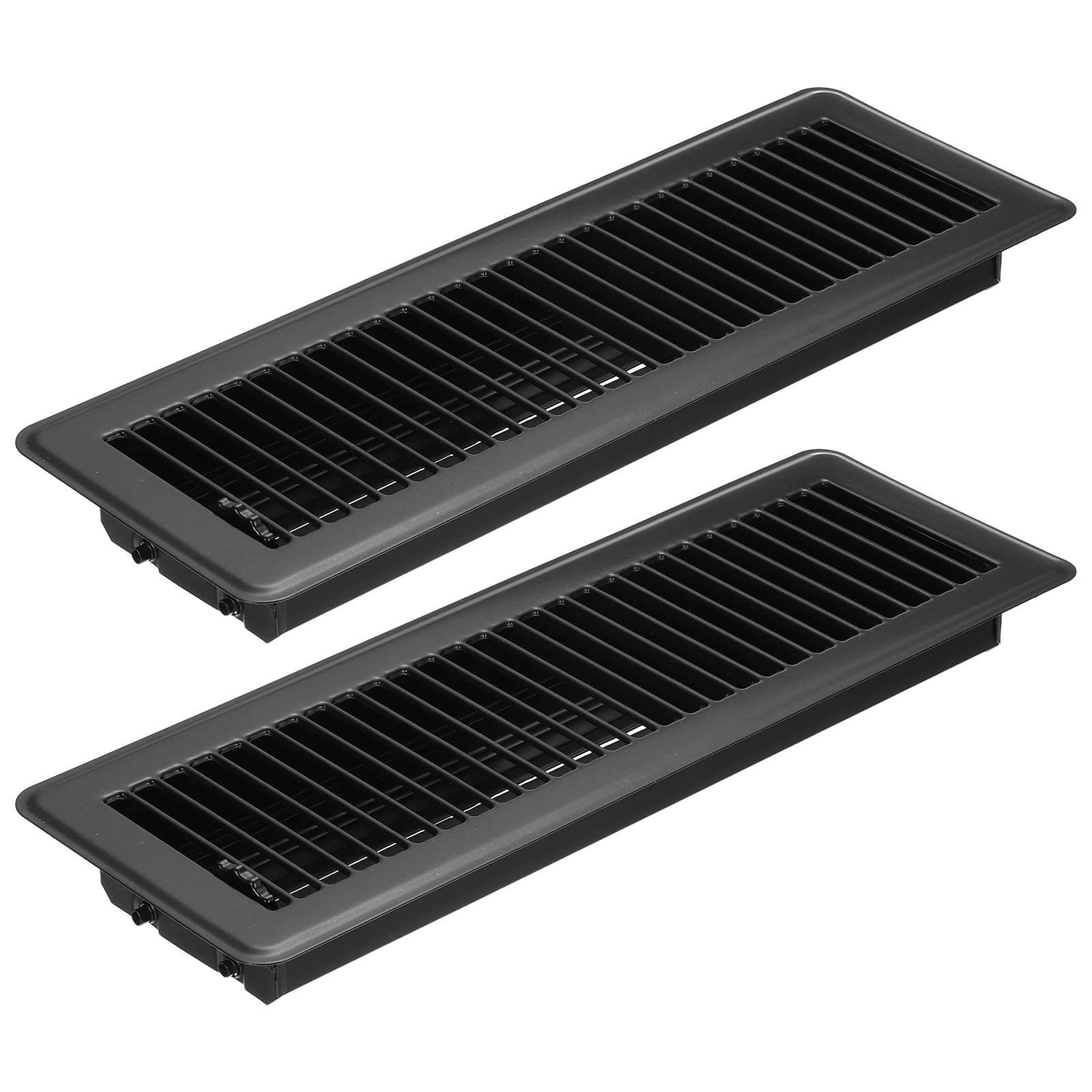 PATIKIL 14 x 4 Inch Floor Register, 2pcs Heavy Duty Air Vent Cover Steel Adjustable Decor Vents Easy Adjust Floor Grates for Sidewall Home Office, Black