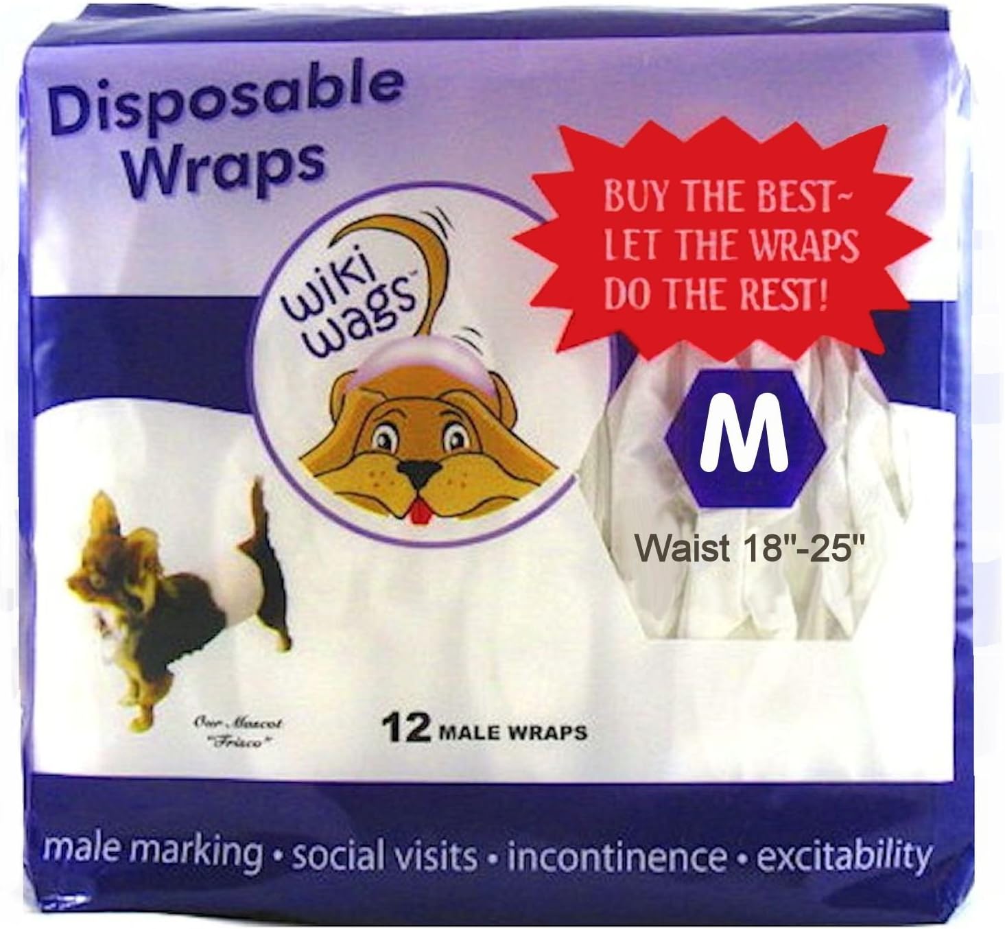 Disposable Dog Wraps | Leak Proof Dog Diaper for Male Marking and Incontinence, Medium
