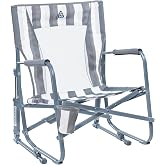 GCI Outdoor Beach Rocker | Folding Beach Chair &amp; Portable Rocking Chair - Mercury Grey Stripe