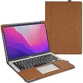 TYTX Compatible with MacBook Air 13 Inch Leather Case, for Model A2337 M1 A2179 A1932 2018-2021 Retina Display Touch ID, PU Leather Laptop Case with Pocket for Papers and Pen Holder, Brown