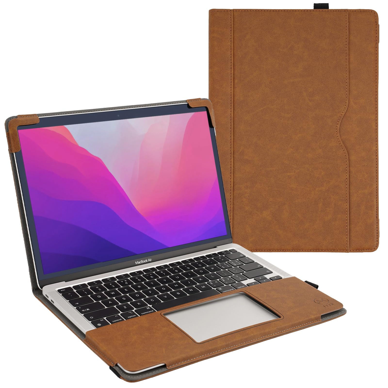 TYTX Leather Case Compatible with MacBook Air 13 Inch M1 A2337 A2179 A1932 with Retina Display 2021 2020 2019 2018 Release, Premium PU Leather Laptop Sleeve Protective Folio Book Cover, Brown