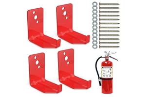 RELUEN Set of 4 Fire Extinguisher Mount Bracket - 2.36″ × 1.57″ × 2.36″ Fire Extinguisher Hook, Include Screws and Gaskets, Easy to Install, Hold Up to 20 lb, Good for Workshop, Garage, or Home Use