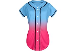 QTWW INC Womens Baseball Jersey Button Down Softball Jersey Short Sleeve Tee Hip Hop Shirt Active Team Sports Uniforms