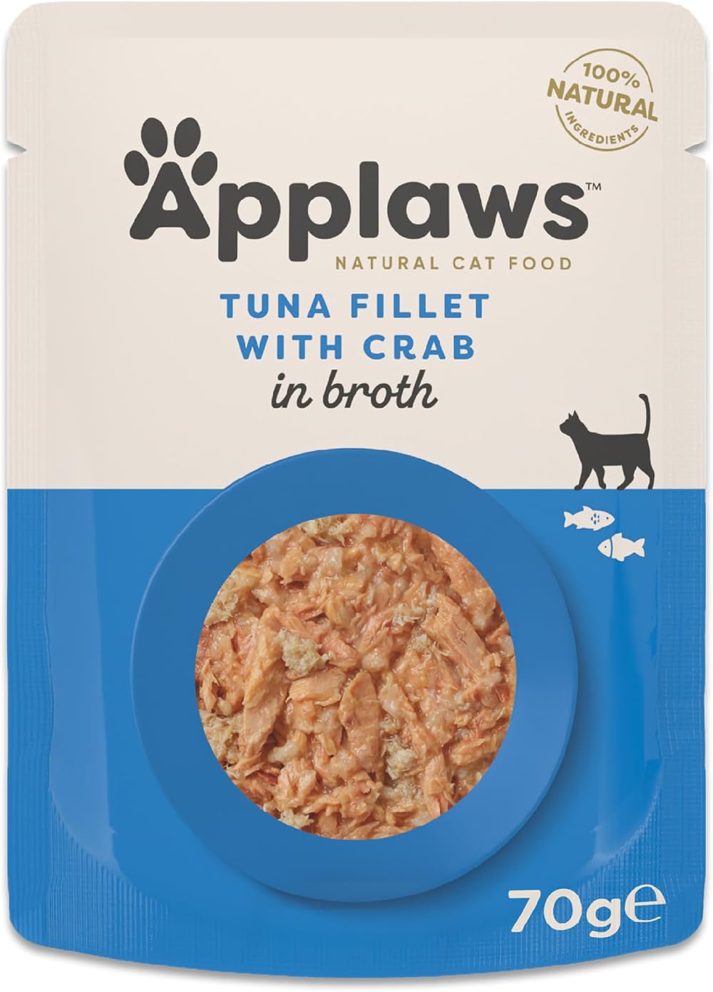 Applaws Tuna Fillet with Crab in Broth Wet Cat Food 70g Pouch 12x70g