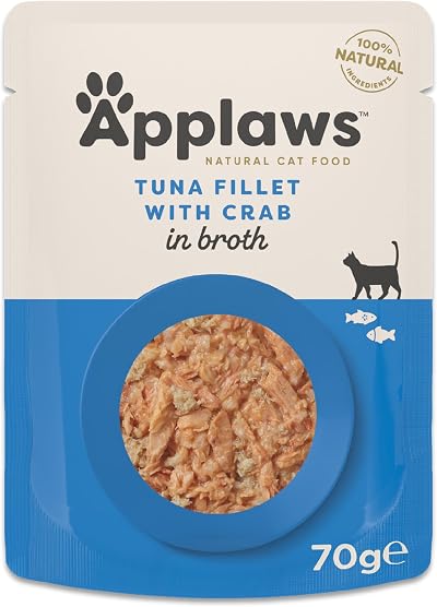 Applaws Tuna Fillet with Crab in Broth Wet Cat Food 70g Pouch 12x70g