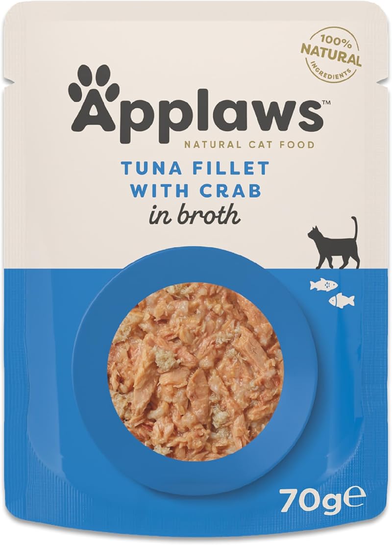 Applaws Tuna Fillet with Crab in Broth Wet Cat Food 70g Pouch 12x70g