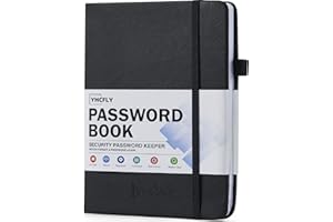 YHCFLY Password Book with Alphabetical tabs, Hardcover Internet Address & Password Organizer Logbook, Medium Size Password Keeper Notebook Journal for Home Office (Black)