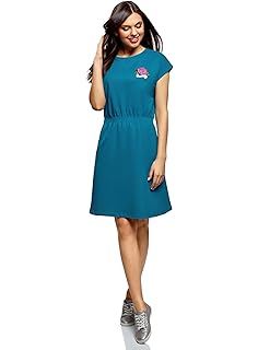 oodji Ultra Mujer Vestido con Elástico en la Cintura