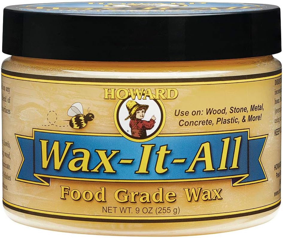 Howard Multi Purpose Wax Polish with Beeswax and Carnauba for Wood Furniture Stone Countertops, Metal Surfaces, Cleans