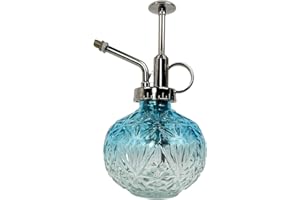 REFFU Plant Spray Bottle Plant Mister Glass 6.3 Inches Tall Vintage Plant Sprayer Mister,Plant Spritzer, Watering Can with Top Pump for Indoor House Plants, Garden,Cleaning (Blue-white Gradient)