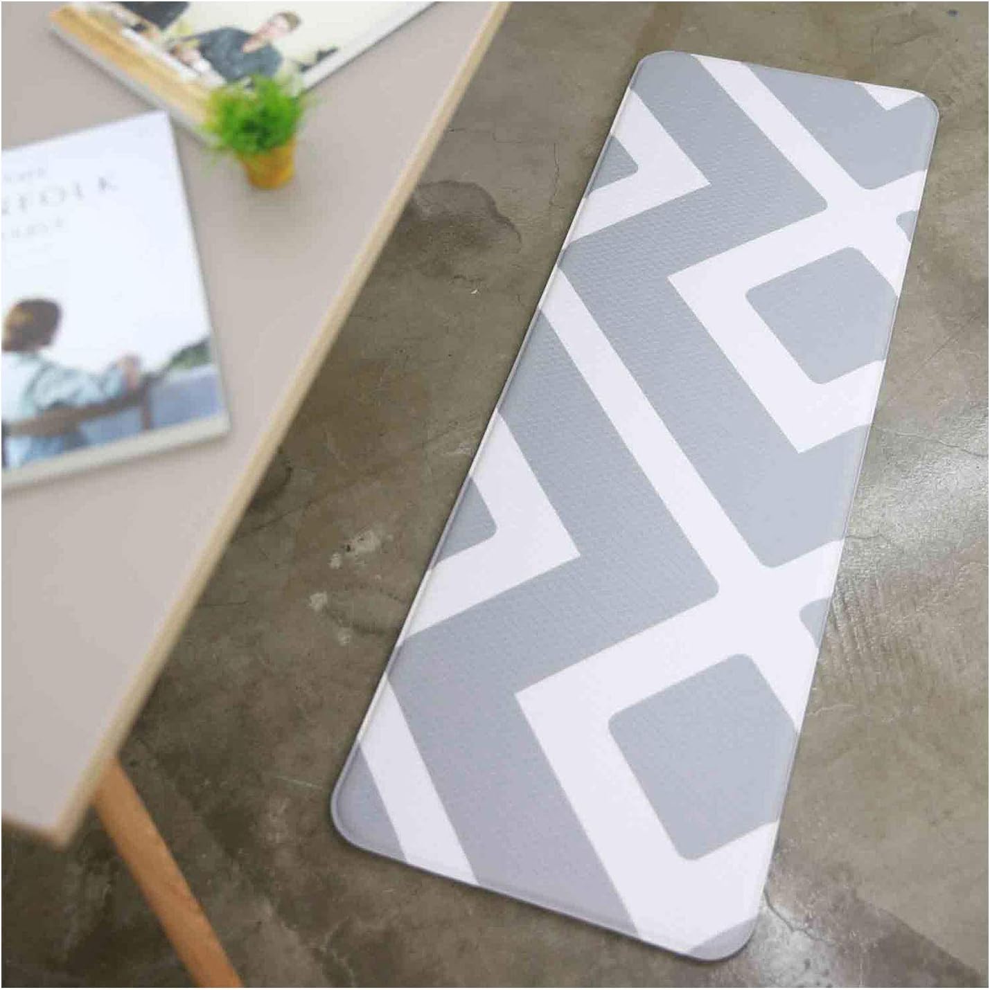 Anti Fatigue Cushion Stylish Comfort Floor Foam Kitchen Mat, Office Mat, Waterproof, Easy to clean, Soft and Thick, Non Toxic, Reversible (Daily Diamond and Stripe, 17" x 48")