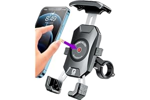 BRCOVAN Motorcycle Bike Phone Mount with Solid Aluminum Alloy Mounting Base, [1s Lock] Handlebar Cell Phone Holder for Bicycle ATV Scooter, Fit 4-7'' Smartphone