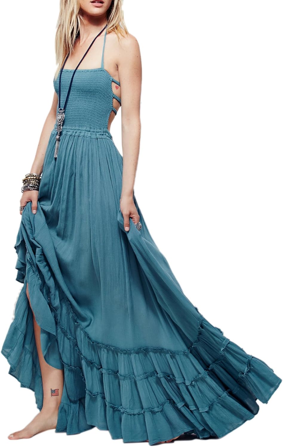 R.Vivimos Womens Summer Cotton Sexy Blackless Long Dresses at  Women’s Clothing store