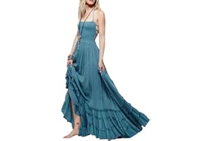 R.Vivimos Womens Summer Boho Sexy Backless Long Dresses