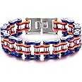 COOLSTEELANDBEYOND Masculine Mens Bike Chain Bracelet of Stainless Steel Two-Tone Polished