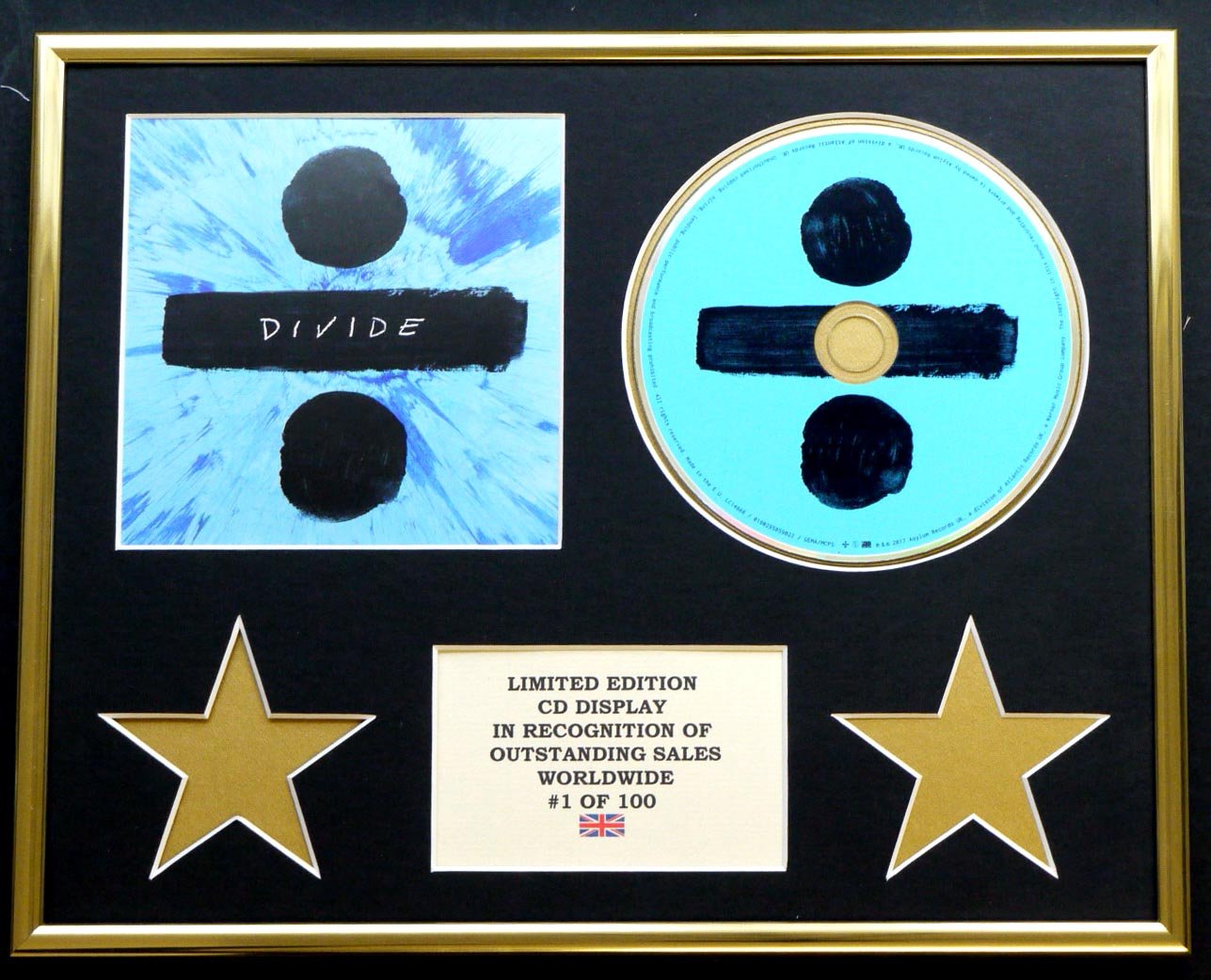 ED SHEERAN/CD DISPLAY/LIMITED EDITION/COA/DIVIDE