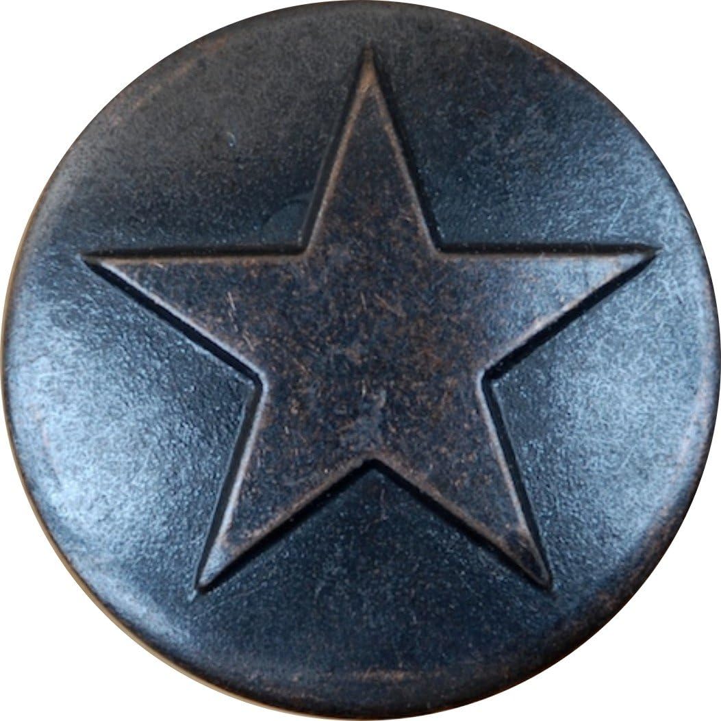 25 Oil Rubbed Brass Large Star Upholstery Framing Tacks, Decorative Nails 1 1/8 Dia 3/4" Long