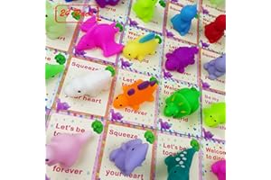 Pinkiwine 24 PCS Valentines Cards with Dinosaur Mochi Squishy Toys Squishies for Kids School Class Classroom Valentines Day Gifts Prizes Party Favors