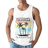 Mens Beach Tank Tops Sleeveless Shirts for Men Summer American Flag Print Graphic Mens Workout Gym Shirts Palm Tree Tops