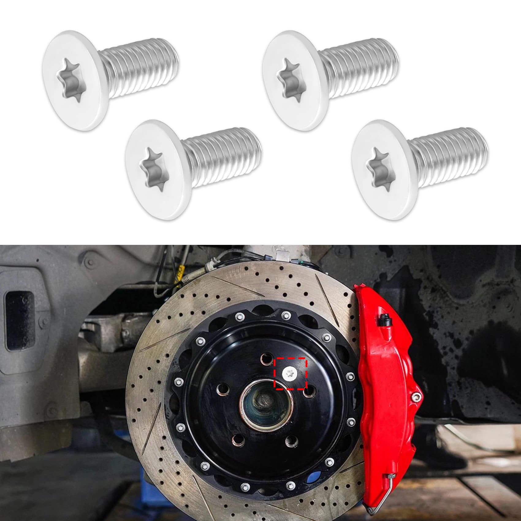 Photo 1 of 4PCS Brake Rotor Screw, Brake Rotor Bolt, Rotor Screws for Brake Discs, 11609271 Stainless Steel Brake Parts Car Front&Rear Retaining Hardware Screw Kit Fits for Buick, Chevry Suburban Silverado(4PCS)