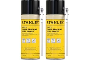 Stanley F993 Expanding Foam Sealant Spray – (2x12oz) Gaps & Cracks Filler, PestBlocker for Indoor/Outdoor Use – Paintable, Waterproof, Polyurethane Insulation Foam with Straw Applicator | 2 Pack