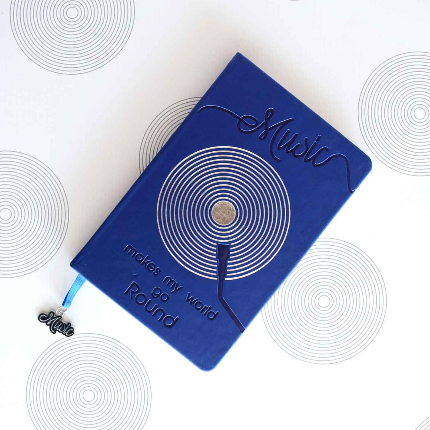 Doodle - The Joy Of Writing Swirl and Twirl Music Ruled Hard Cover A5 Notebook Diary for Gift (80 GSM, 8.5 X 5.5 X 0.6 Inches, Blue, 192 Pages)