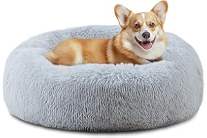 ELSKER&HOME Calming Dog Bed,Donut Washable Warming Soft Round 30 inches Dog Beds for Medium Dogs,Anti-Anxiety Fluffy Plush Cushion Bed Fits up to 45 lbs Pets