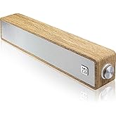 MICA Computer Speakers, Vintage Wired Computer Sound Bar, Retro Wooden Mini Soundbar, 3.5mm Aux Connection, USB Powered PC Speakers for Desktop Monitor, Laptop, Tablets (Yellow)