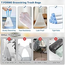 T.FORING 6 Gallon Trash Bags Drawstring 1.1 Mil