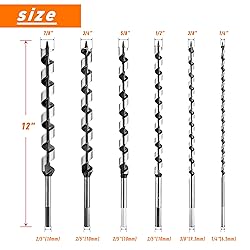 NICAVKIT 6Pcs 12-Inch Long Auger Drill Bit Set for