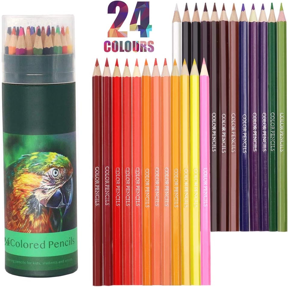 Colouring Pencils, 24 Pcs Professional Coloured Pencils Drawing Pencils, Oil-based Artist Pencil Set, No Wax, Ideal for Sketching, Doodling, Painting, Writing, Pre-sharpened… : Office Products