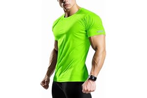 YumiDay Mens Workout Shirts Fitted, Quick Dry Gym Tshirts Running Athletic Top Moisture Wicking Tee