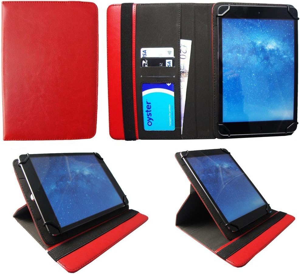 Sweet Tech Teclast T10 Tablet PC 10.1 Inch Tablet Red Universal 360 Degree Rotating PU Leather Wallet Case Cover Folio (9-10 inch)