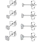 Staligue Titanium Stud Earrings for Sensitive Ears 2-5MM Cubic Zirconia Ball Dot Hypoallergenic Implant Grade Pure Titanium Earrings Studs for Women