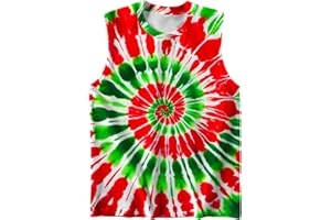 DMPROD Kids Tie Dye Shirt Size 5-14 Years Sleeveless T Shirts Children Tank Tops Hippies Senior Tees for Boys Girls