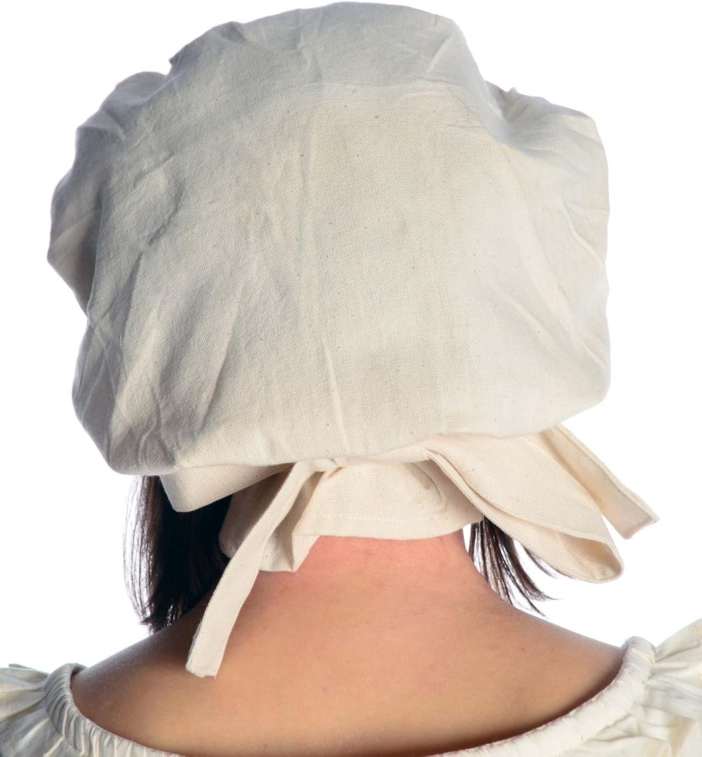HEMAD Lady Bonnet with tie Beige Pure Cotton - Image 5