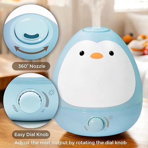 EARNEST LIVING BABY 3-IN-1 COOL MIST HUMIDIFIER WITH ESSENTIAL OIL DIFFUSER + NIGHTLIGHT, BPA FREE PHENOL FREE HUMIDIFIER FOR KIDS BEDROOM, NURSERY + LARGE ROOMS, WHISPER-QUIET, AUTO SHUT OFF