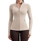 QUEENIEKE Workout Jackets for Woman Zip Up Long Sleeve Slim Fit Athletic Gym Tops Running Jacket with Thumb Holes