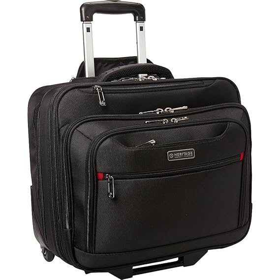Heritage Travelware Streeterville 1680d Polyester Triple Compartment Top Zip Laptop Portfolio Overnighter, Black