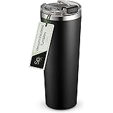 SIPX™ 22 oz Insulated Coffee Tumbler with Leakproof Lid – Stainless Steel, Vacuum Insulated – Keeps Drinks Hot or Cold for Hours – Cupholder Friendly Travel Mug – Black