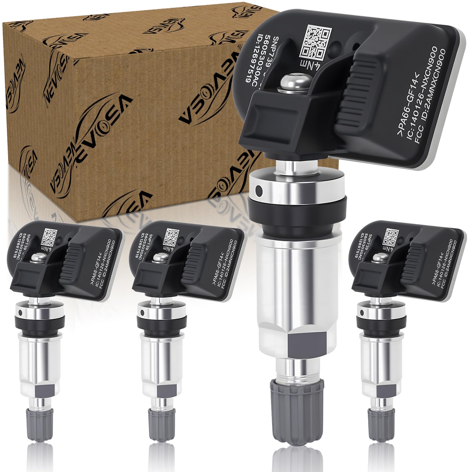 Photo 1 of TPMS Sensors Set of 4 - tire Pressure Monitoring System Compatible with Jeep Grand Cherokee 2005 2006 2007 Wrangler Compass Patriot Dodge Ram 1500 2500 Charger Chrysler Pacifica Replace# 56053030AC