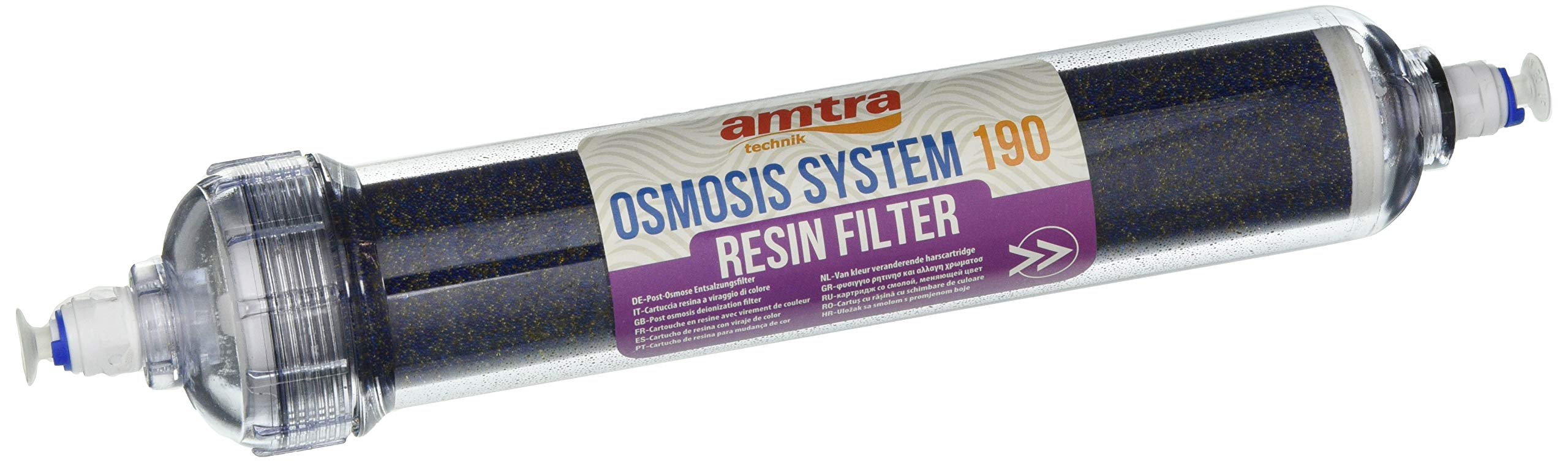 AMTRA OSMOSIS SYSTEM 190 CARTRIDGE - Resin cartridge for aquarium, post ismosis with color change for the complete removal of TDD from osmotic water