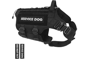 PETNANNY Tactical Dog Harness - Service Dog Harness Emotional Support Dog Vest for Medium Large Dogs, No Pull ESA Dog Vest with Hook & Loop, Working Molle Vest for Training Huntin(Black,L)