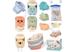 AMCHSURI Bath Toys for Toddlers 1-3, 14 Pack Mold Free Baby Bath Toys Bathtub Water Play Toys with Floating Boats & Bath Cups