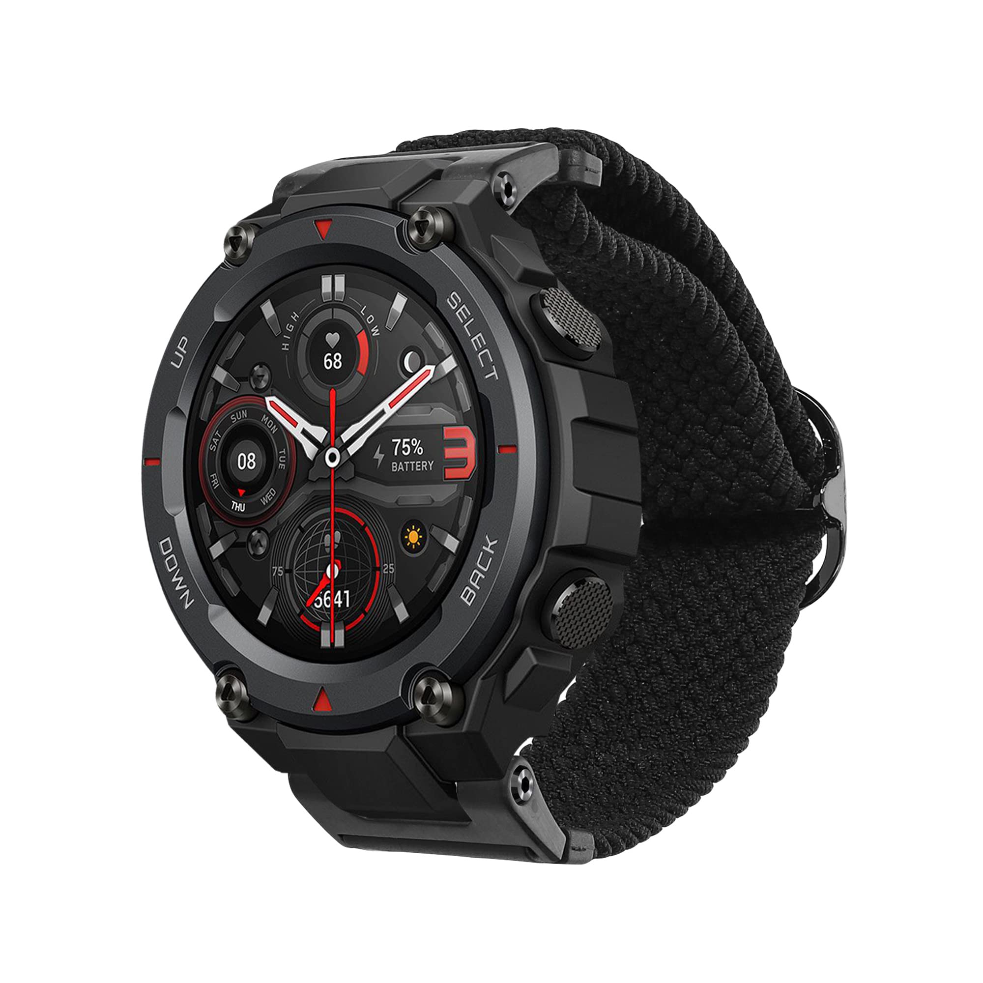 kwmobile Nylon Band Compatible with Huami Amazfit T-Rex/T-Rex Pro - Band Replacement Strap for Fitness Tracker - Black
